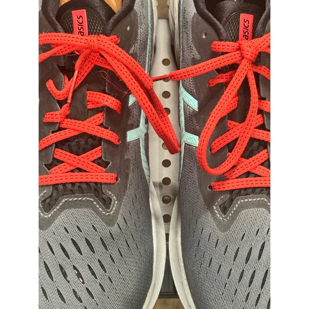 ASICS Novablast 2 Mens 12 Gray Blue Red Good Running Shoes 1011B192 Cushioned
